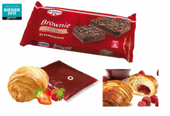 Blechkuchen Brownie, Mein Croissant, XL Butter-Croissant mit Himbeerfüllung