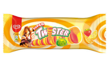 Im Super Twister sind Organgen-, Erdbeer- und Zitronen-Geschmack verstrudelt.